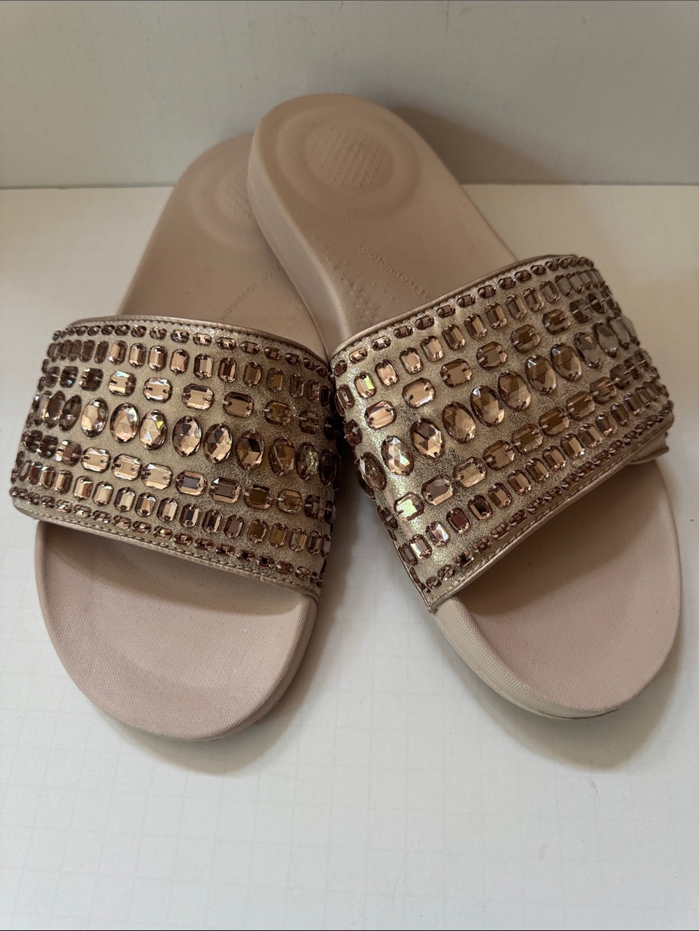Fit Flop Bling Pink Slides Velcro